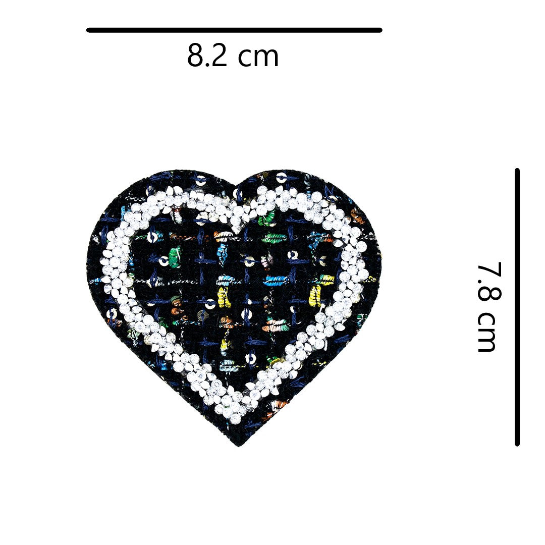 Parche Corazón Tweed Mediano Cristales