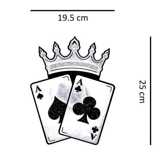 Parche Corona Cartas Negras Brillante 3D