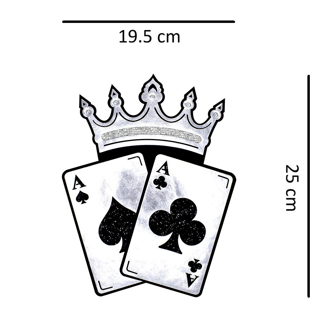 Parche Corona Cartas Negras Brillante 3D