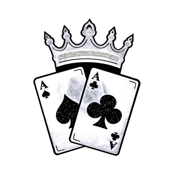 Parche Corona Cartas Negras Brillante 3D