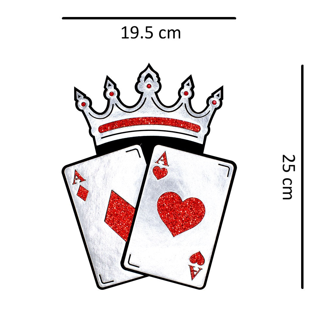 Parche Corona Cartas Rojas Brillante 3D