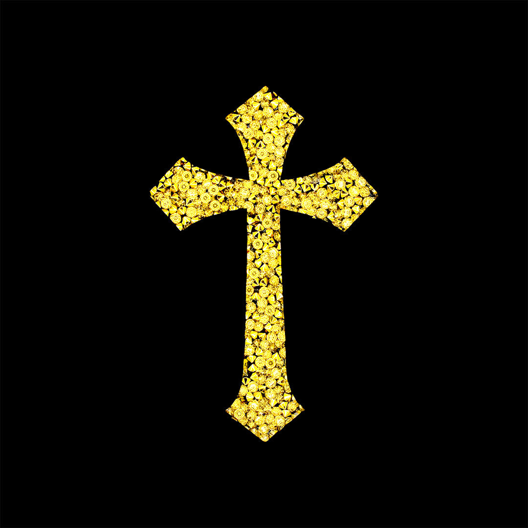 Decoración Cruz Dorada Mediana Cristales