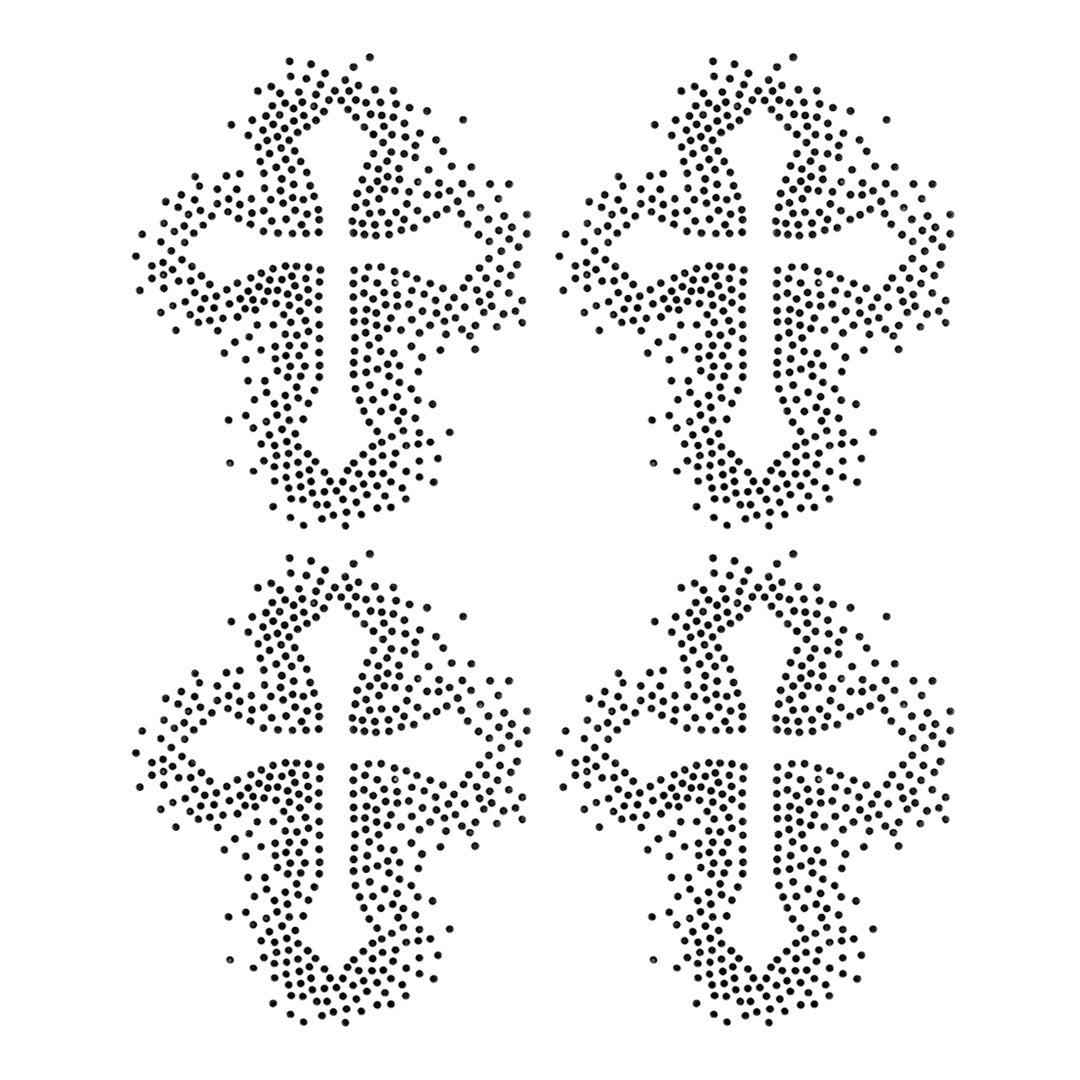 Plantilla 4 Unidades Aplique Cruz Negra Strass