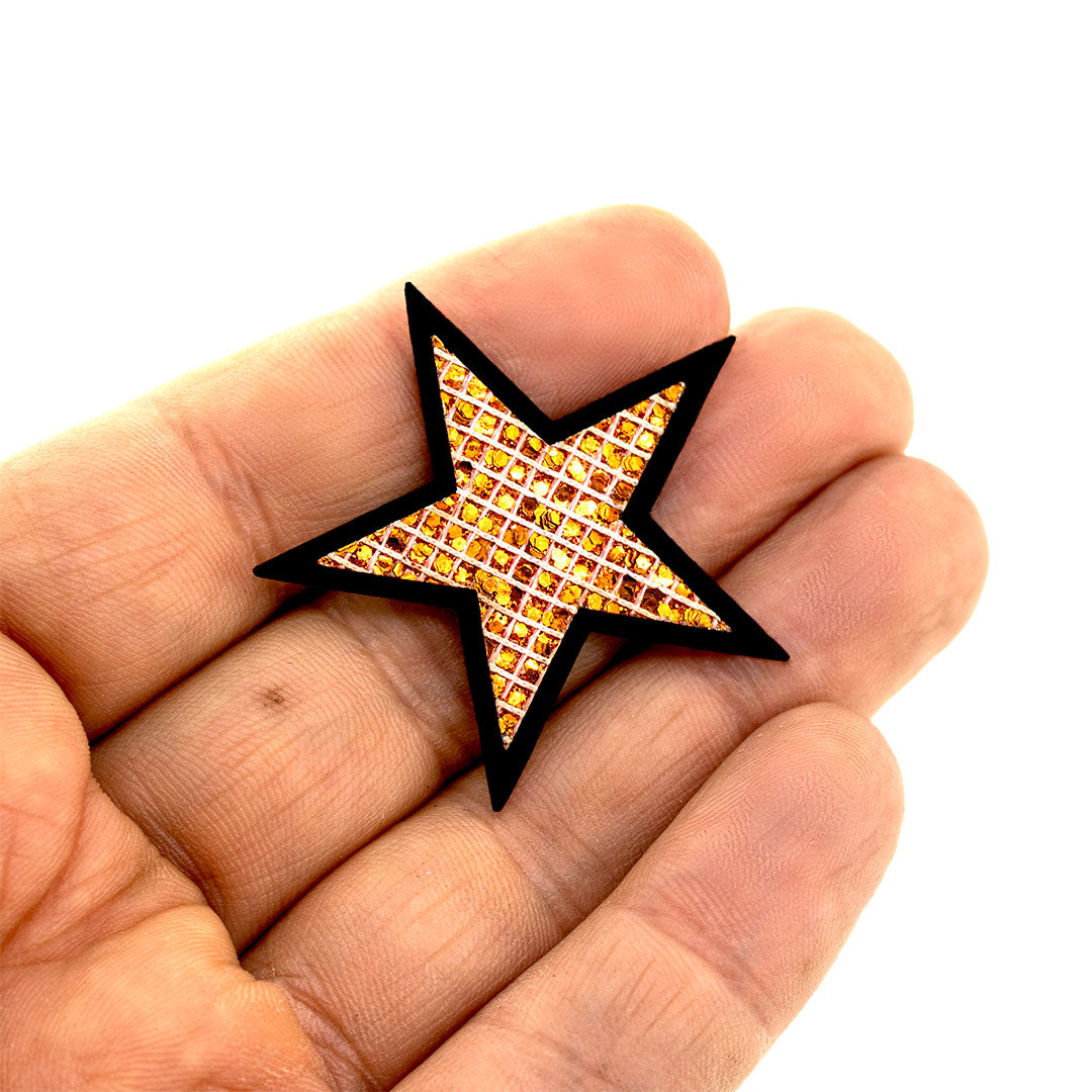 10 Unidades Parche Estrella Bronce Microlentejuelas BY DELUXE Chile