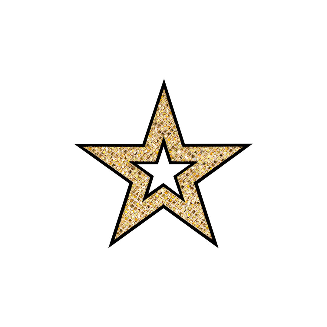 5 Unidades Parche Estrella Dorada Perforada Microlentejuelas BY DELUXE Chile