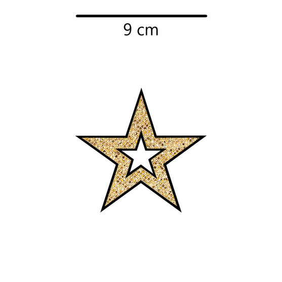 5 Unidades Parche Estrella Dorada Perforada Microlentejuelas BY DELUXE Chile