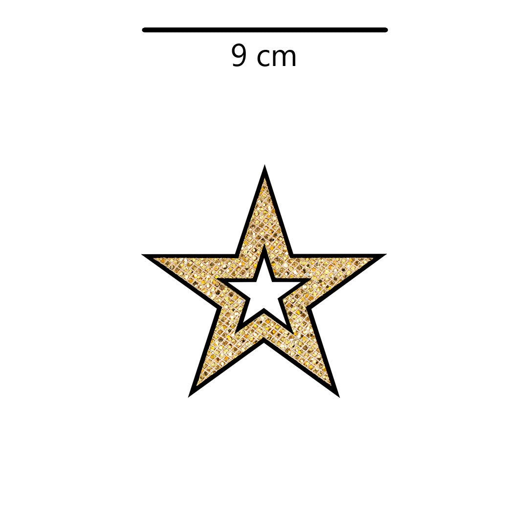 5 Unidades Parche Estrella Dorada Perforada Microlentejuelas BY DELUXE Chile