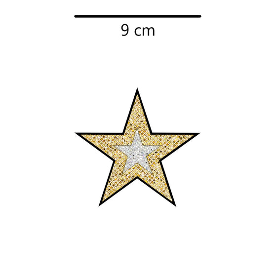 5 Unidades Parche Estrella Dorado Plateada Microlentejuelas BY DELUXE Chile