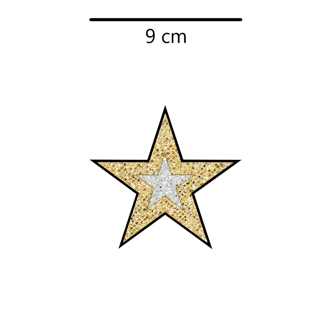 5 Unidades Parche Estrella Dorado Plateada Microlentejuelas BY DELUXE Chile