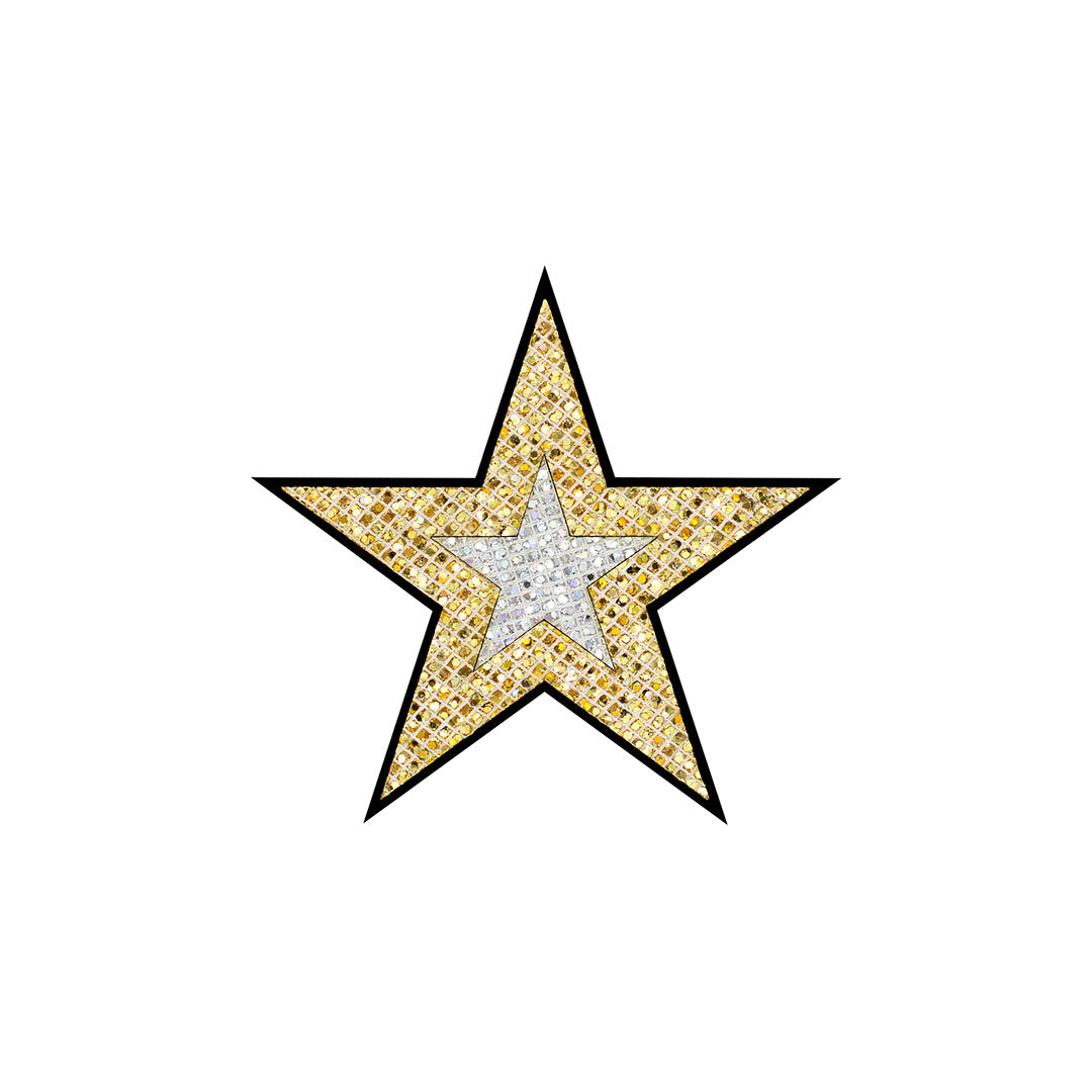 5 Unidades Parche Estrella Dorado Plateada Microlentejuelas BY DELUXE Chile