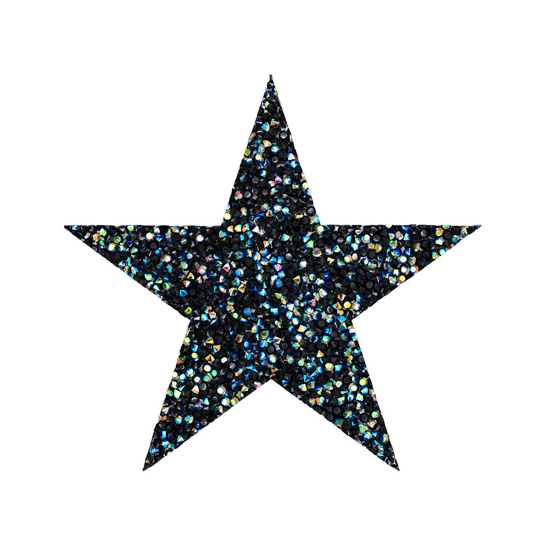 Decoración Estrella Negra Tornasol Mediana Cristales