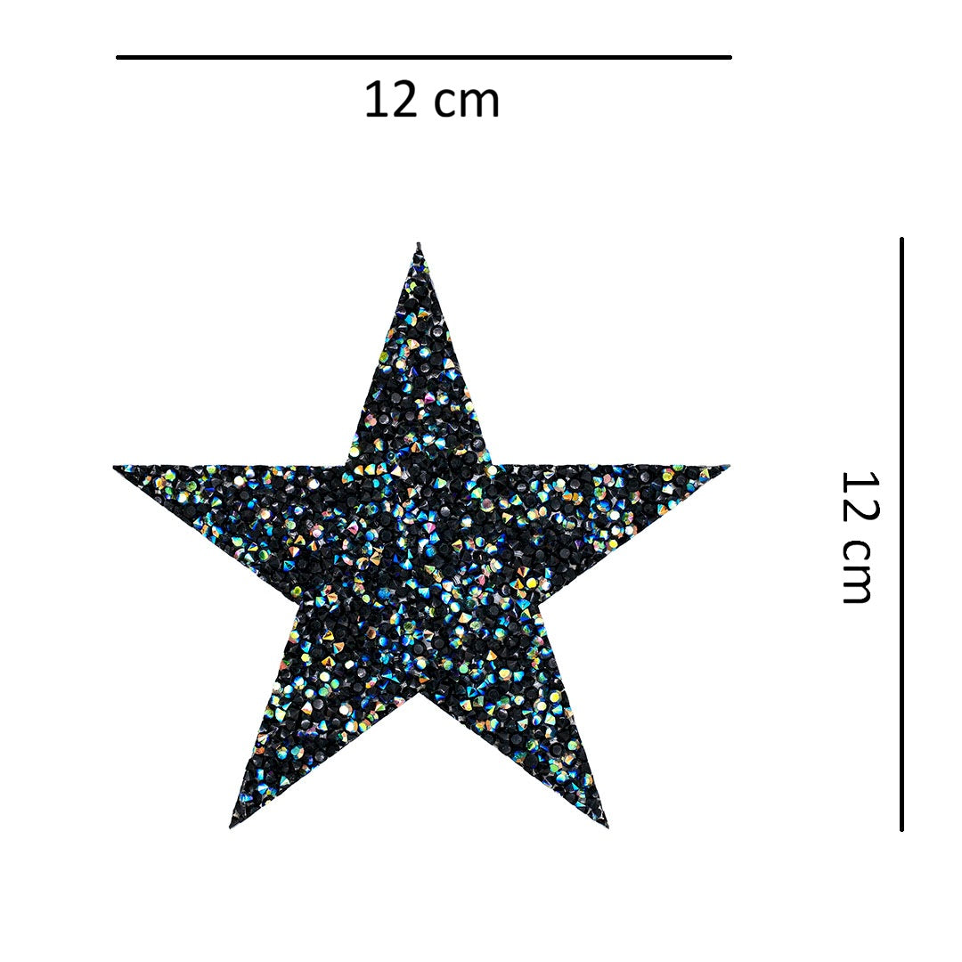 Decoración Estrella Negra Tornasol Mediana Cristales