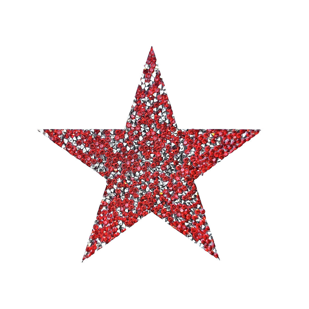Decoración Estrella Rojo Plateado Mediana Cristales BY DELUXE Chile