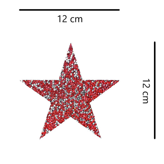 Decoración Estrella Rojo Plateado Mediana Cristales BY DELUXE Chile