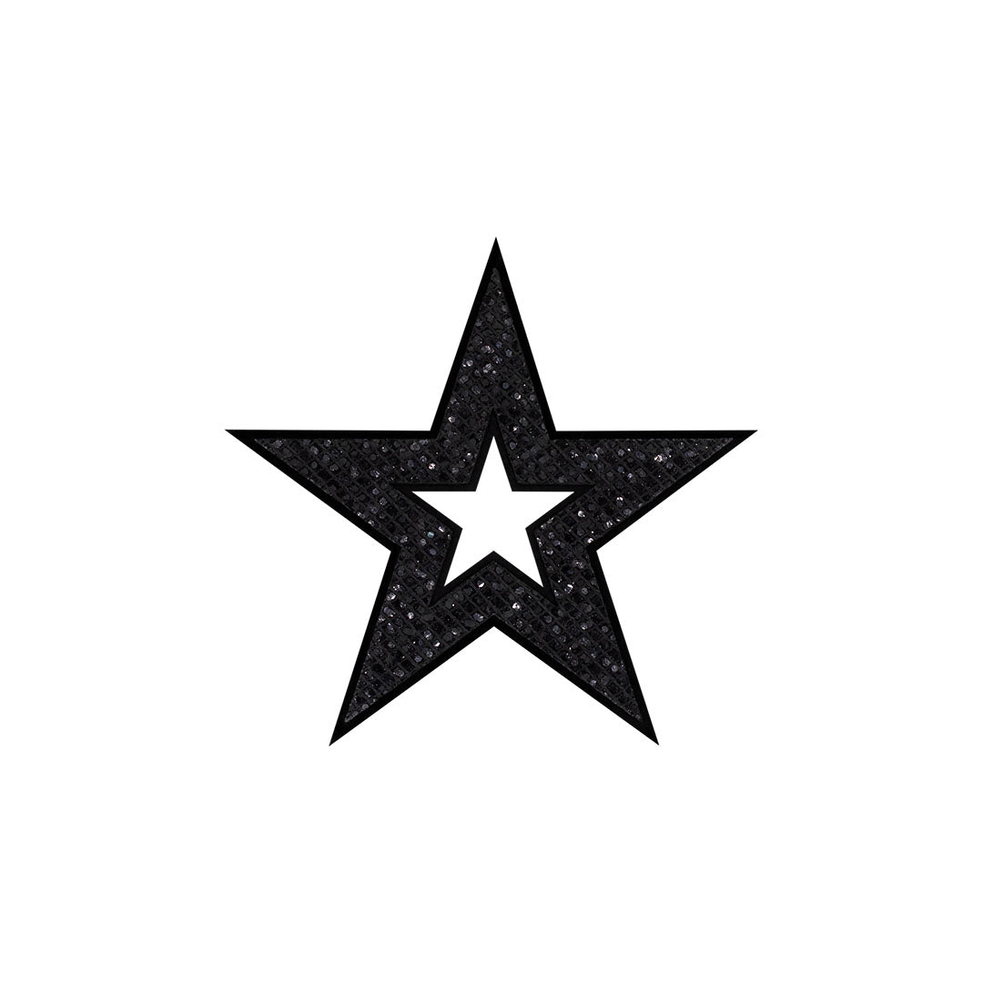 5 Unidades Parche Estrella Negra Perforada Microlentejuelas BY DELUXE Chile