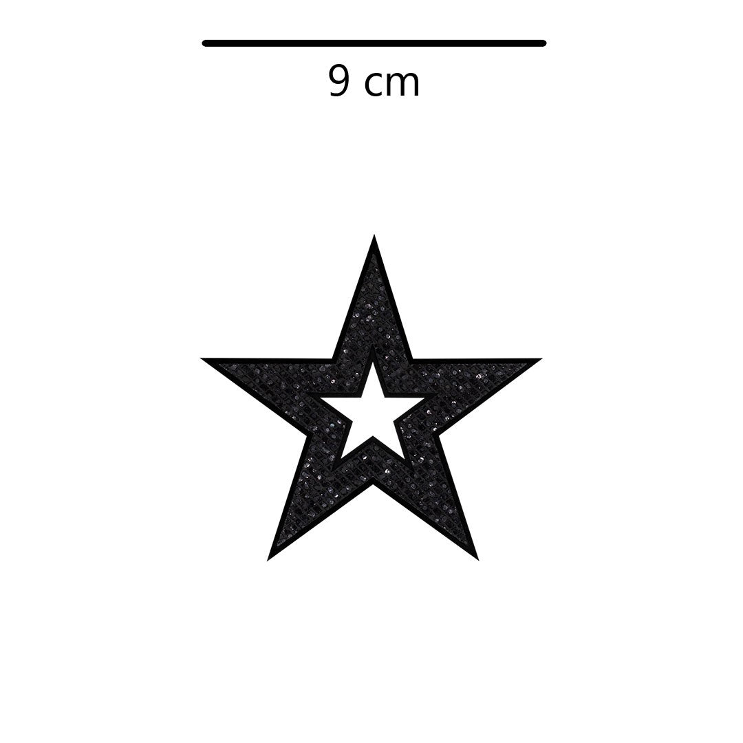 5 Unidades Parche Estrella Negra Perforada Microlentejuelas BY DELUXE Chile