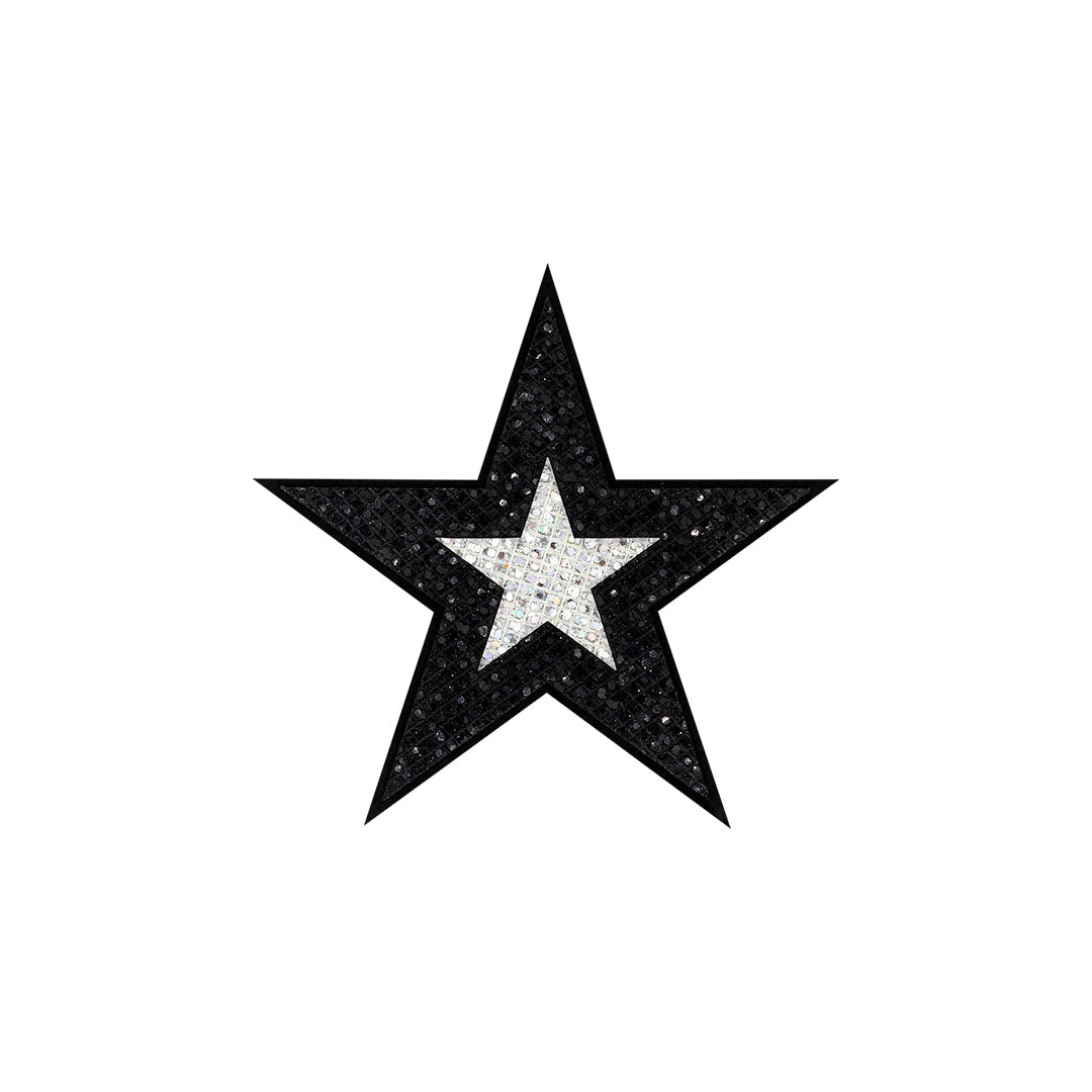 5 Unidades Parche Estrella Negra Plateada Microlentejuelas BY DELUXE Chile