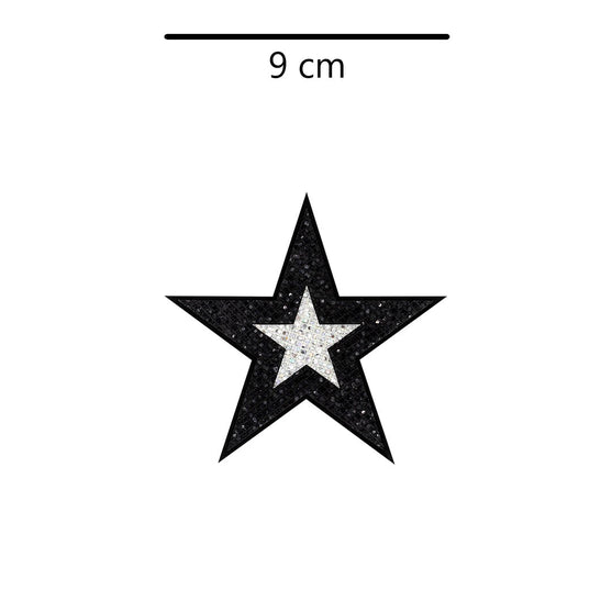 5 Unidades Parche Estrella Negra Plateada Microlentejuelas BY DELUXE Chile