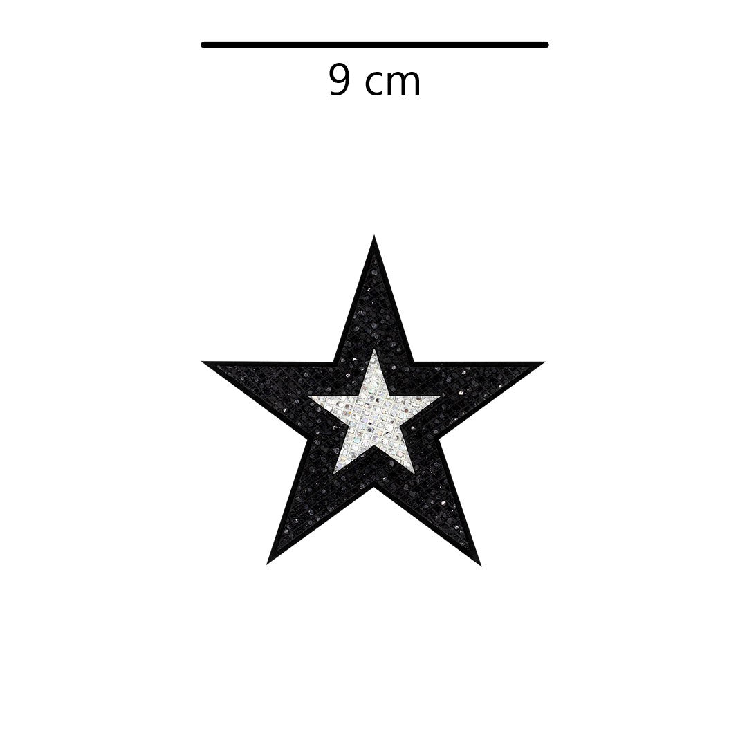 5 Unidades Parche Estrella Negra Plateada Microlentejuelas BY DELUXE Chile