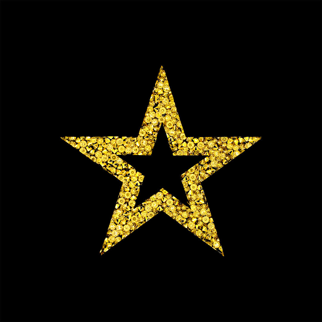 Decoración Estrella Dorada Perforada Cristales