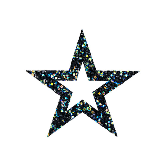 Decoración Estrella Negra Tornasol Perforada Cristales