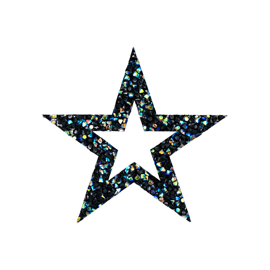 Decoración Estrella Negra Tornasol Perforada Cristales