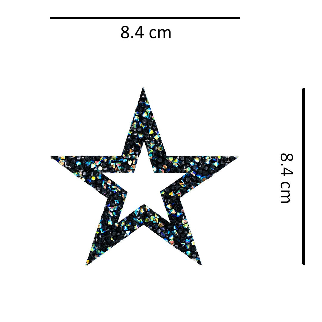 Decoración Estrella Negra Tornasol Perforada Cristales