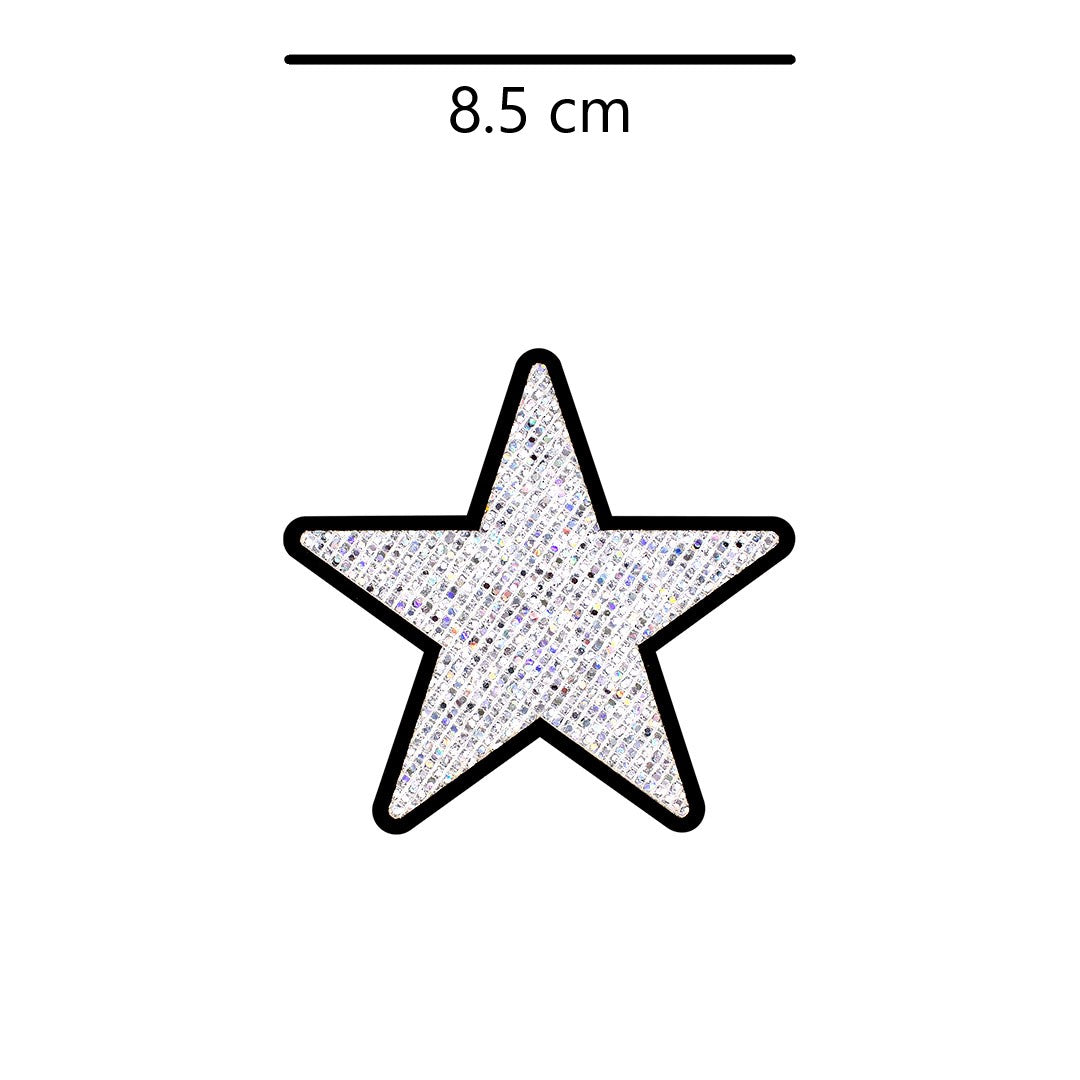 5 Unidades Parche Estrella Plateada Pequeña Microlentejuelas BY DELUXE Chile