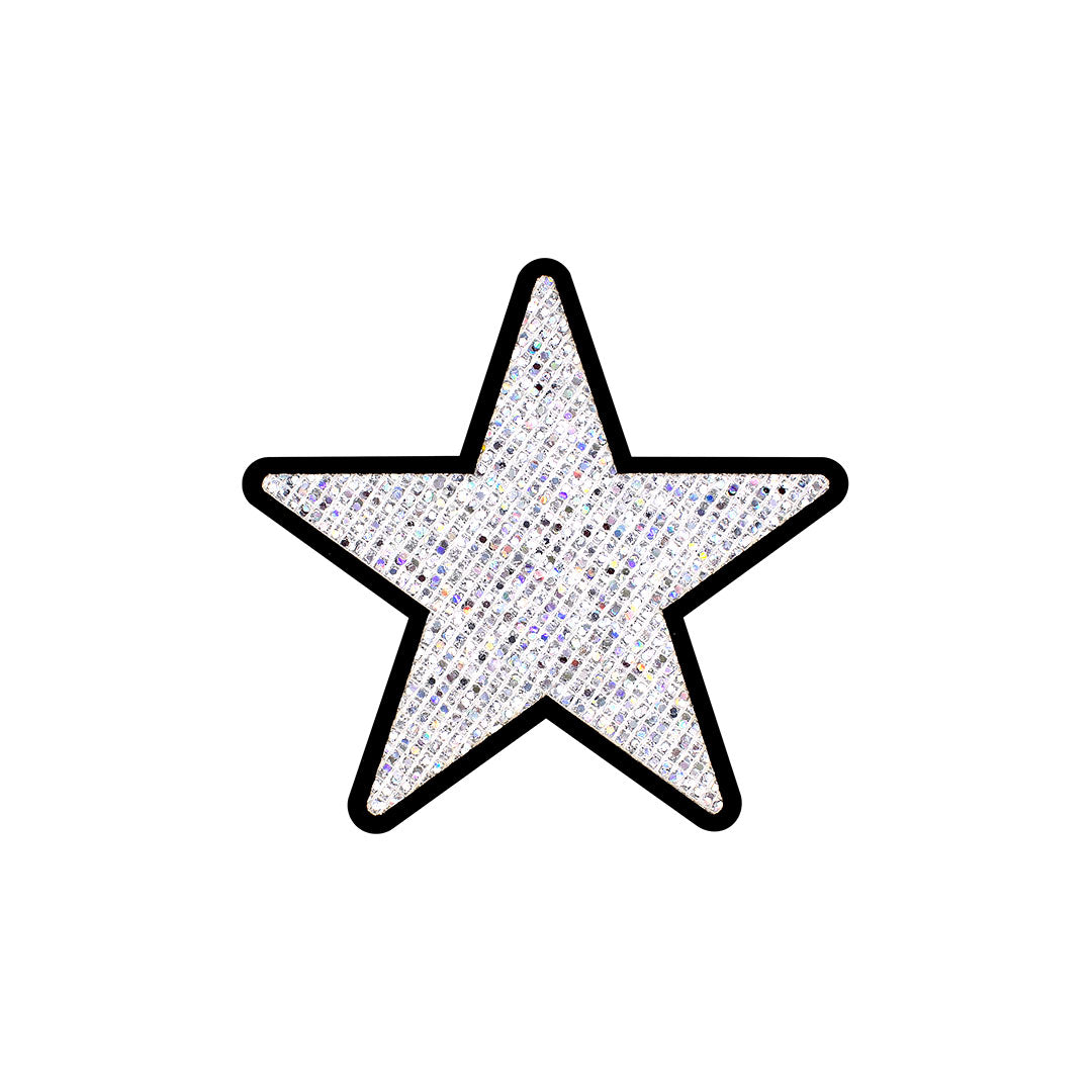 5 Unidades Parche Estrella Plateada Pequeña Microlentejuelas BY DELUXE Chile
