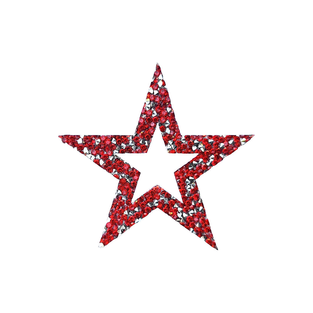 Decoración Estrella Rojo Plateado Perforada Cristales BY DELUXE Chile