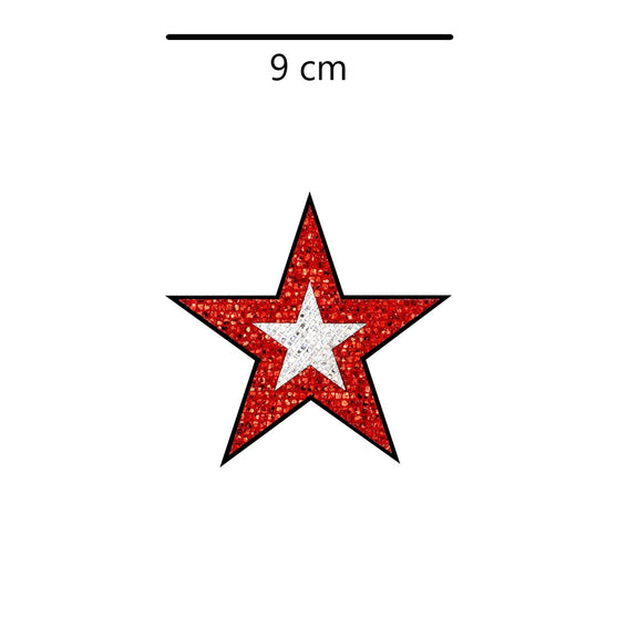 5 Unidades Parche Estrella Roja Plateada Microlentejuelas BY DELUXE Chile