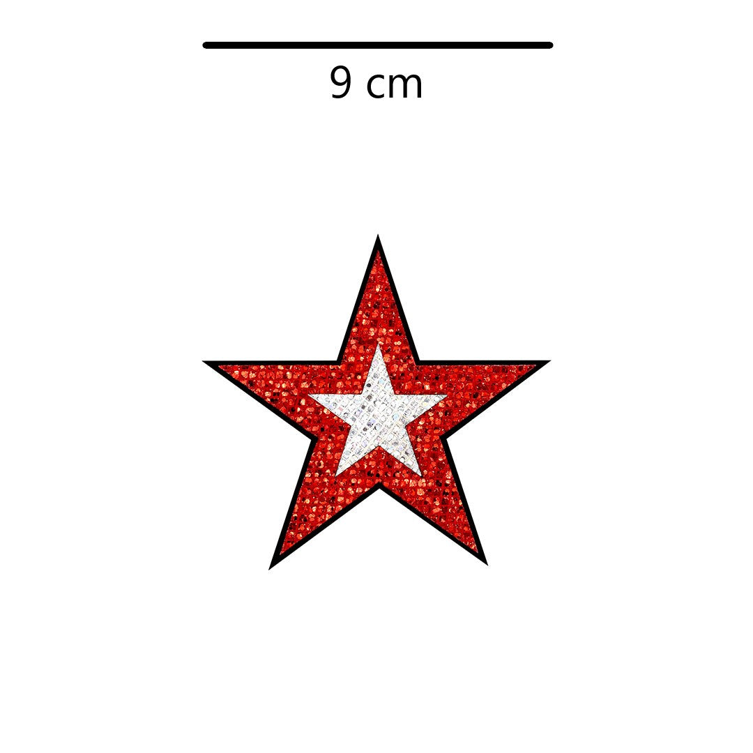 5 Unidades Parche Estrella Roja Plateada Microlentejuelas BY DELUXE Chile