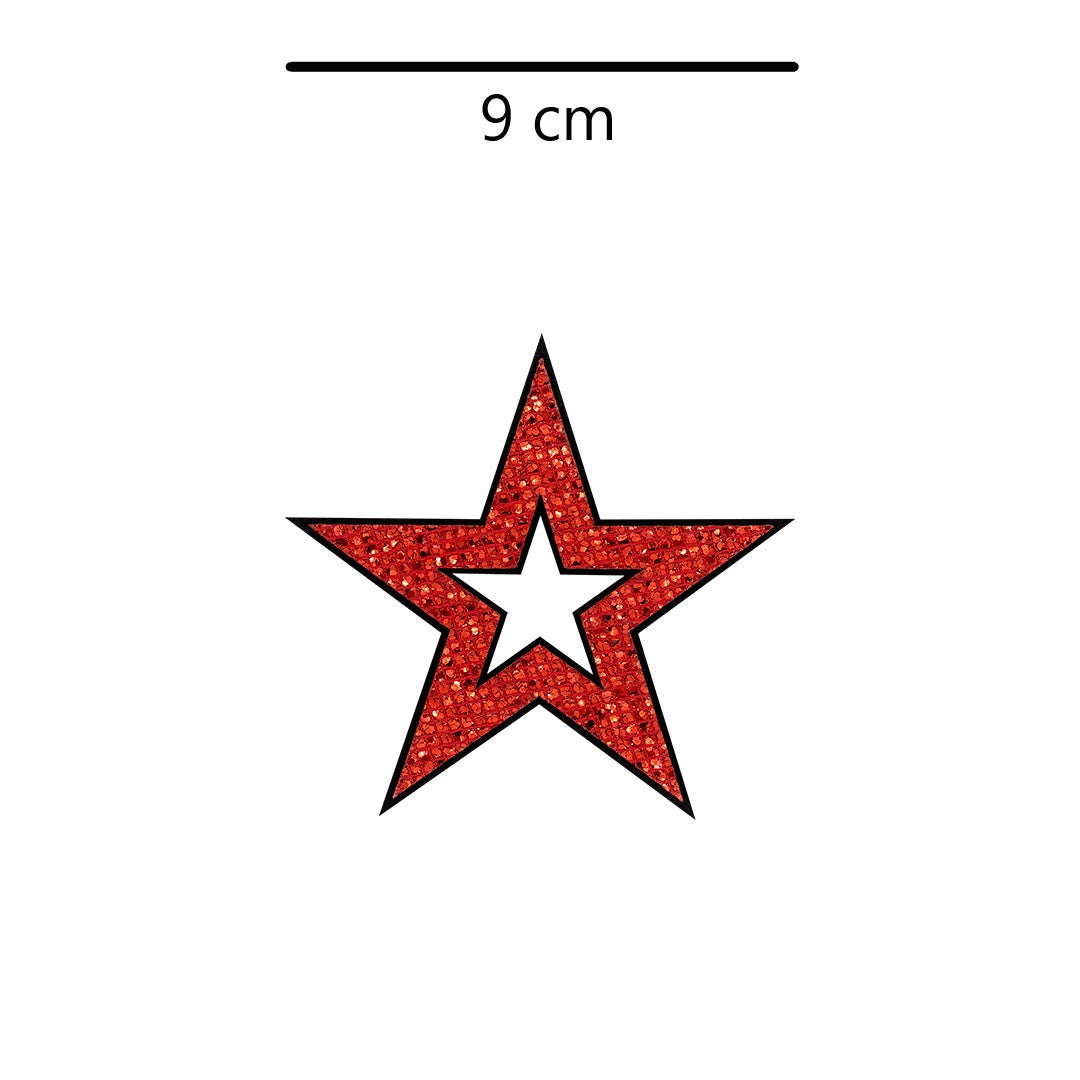 5 Unidades Parche Estrella Roja Perforada Microlentejuelas BY DELUXE Chile