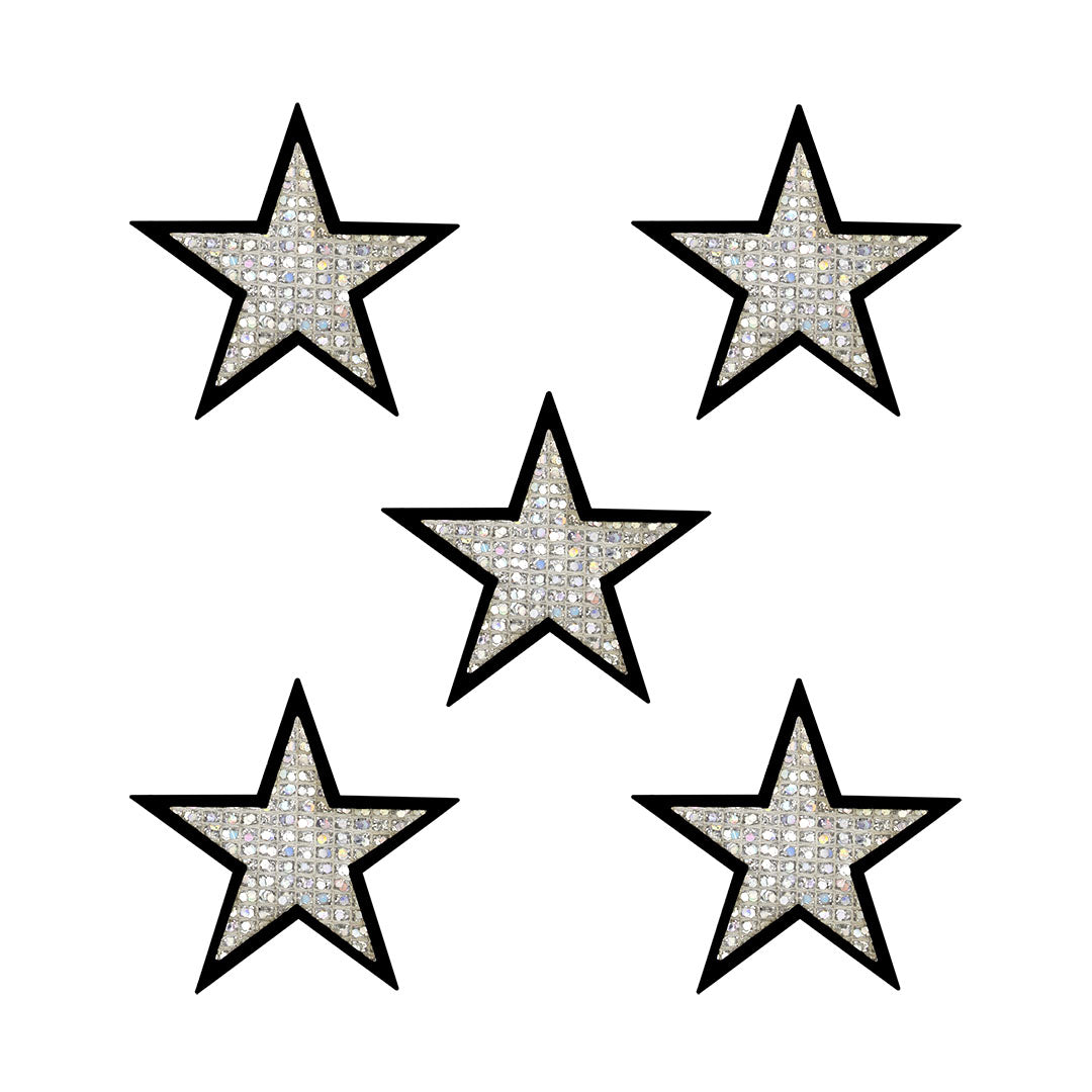 10 Unidades Parche Estrella Plateada Microlentejuelas BY DELUXE Chile