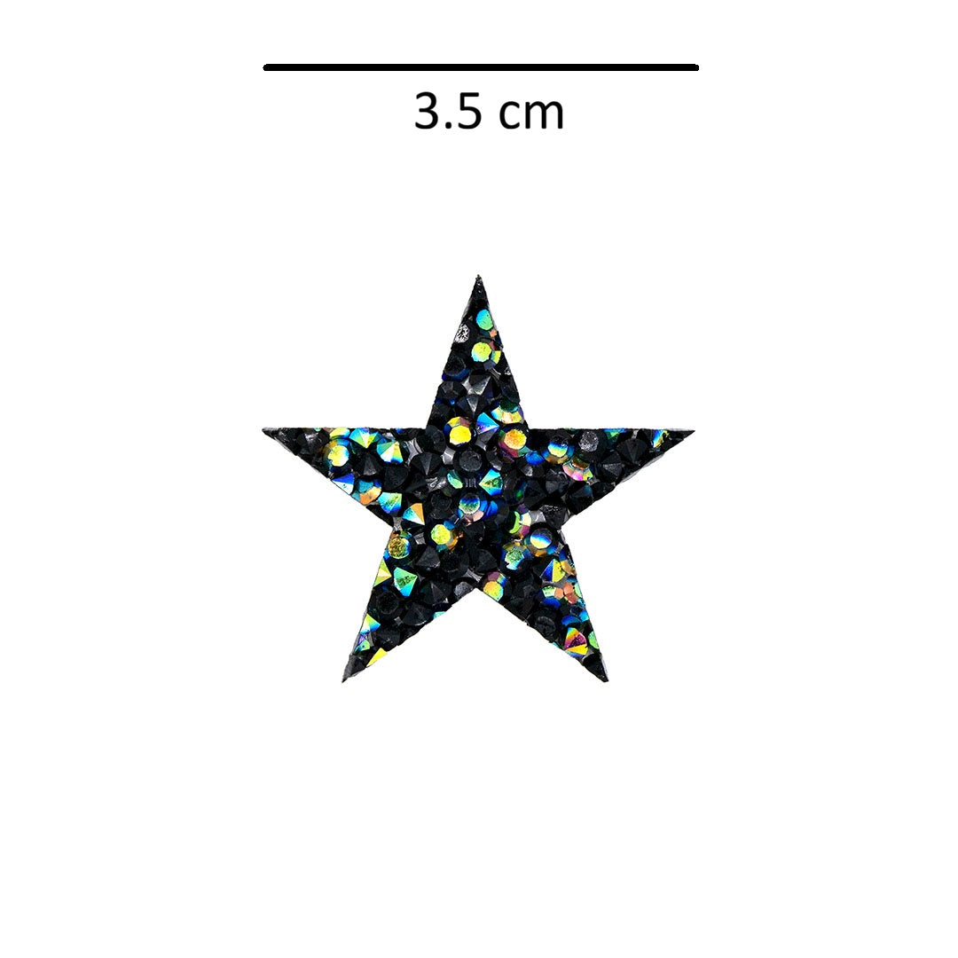 10 Unidades Estrella Sutil Negra Tornasol Cristales