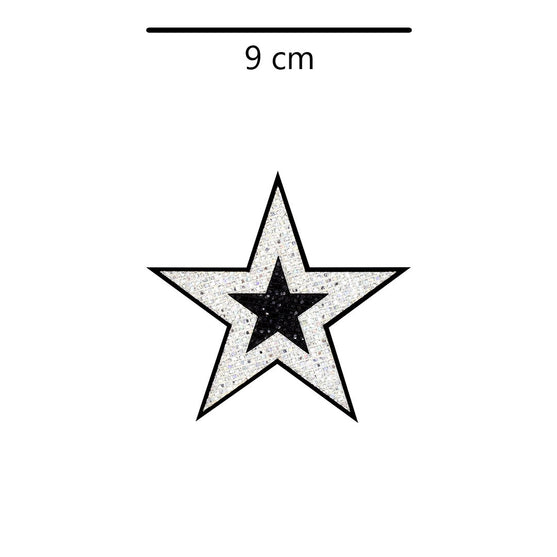 5 Unidades Parche Estrella Plateado Negro Microlentejuelas BY DELUXE Chile