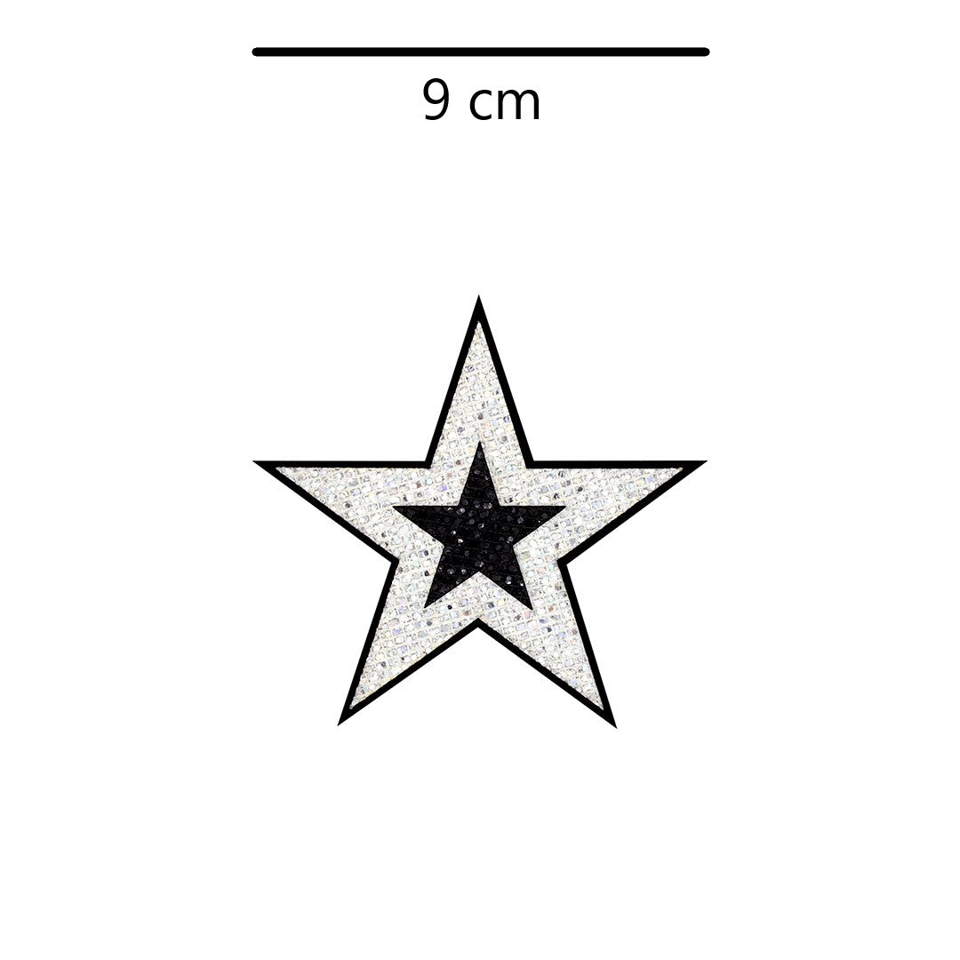 5 Unidades Parche Estrella Plateado Negro Microlentejuelas BY DELUXE Chile