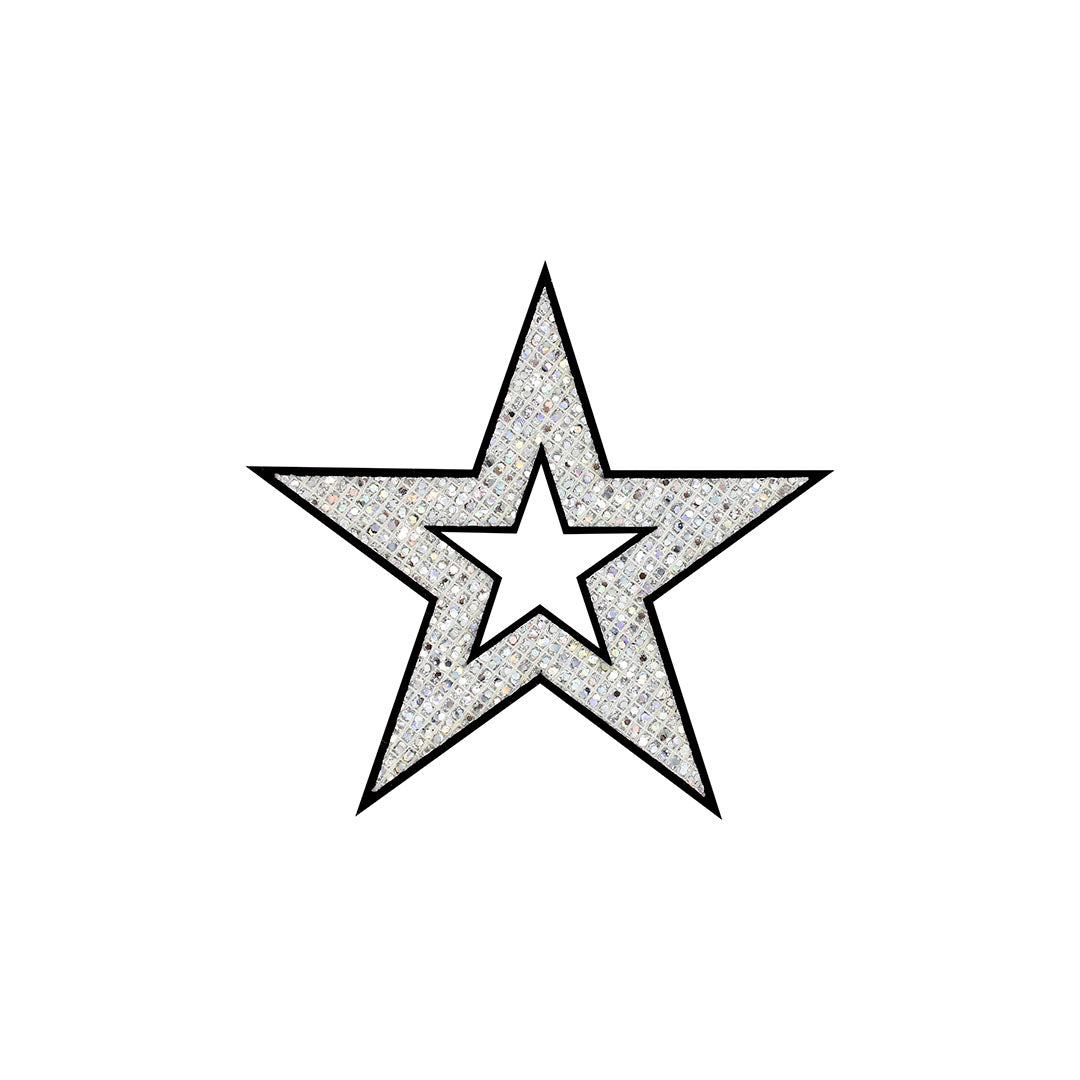 5 Unidades Parche Estrella Plateada Perforada Microlentejuelas BY DELUXE Chile