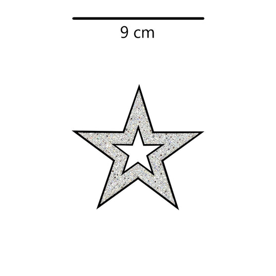 5 Unidades Parche Estrella Plateada Perforada Microlentejuelas BY DELUXE Chile