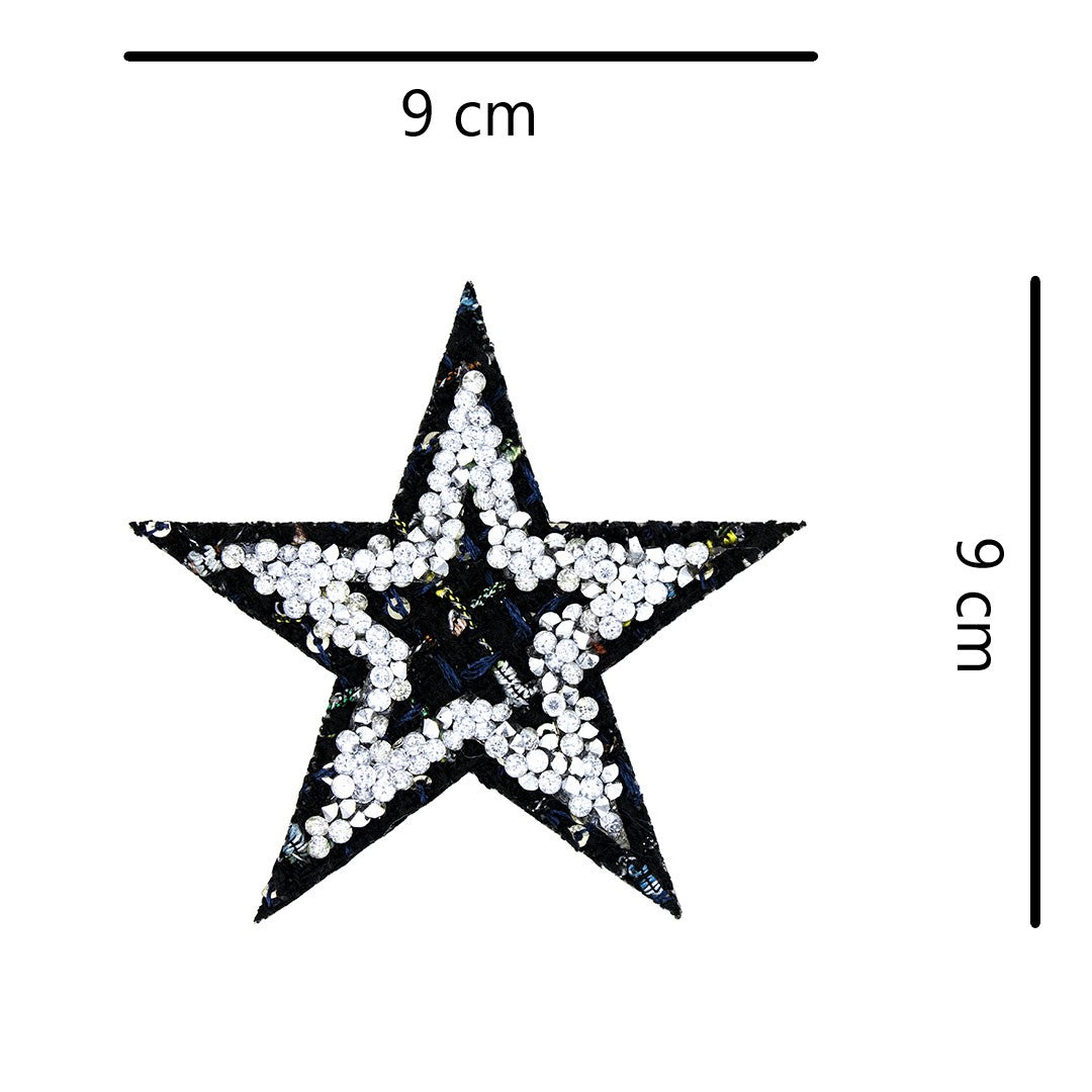 Parche Estrella Tweed Mediana Cristales