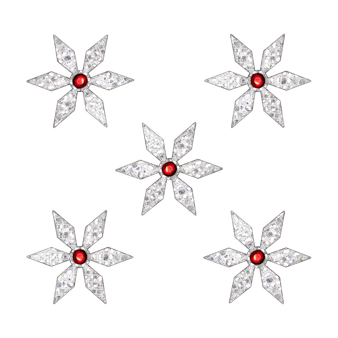 10 Unidades Decoración Flor Diamante Plateada Strass Rojo Microlentejuelas BY DELUXE Chile