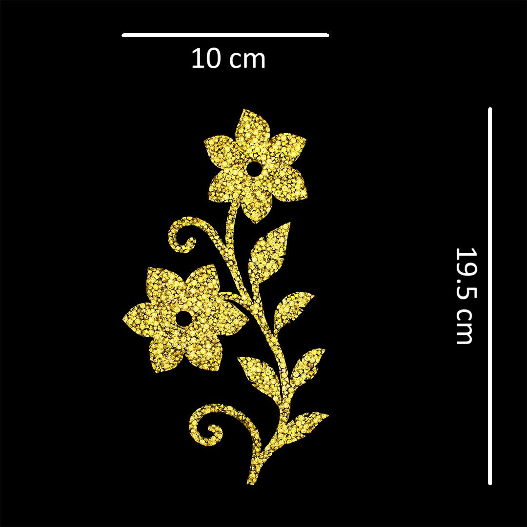 Decoración Flores Doradas Cristales