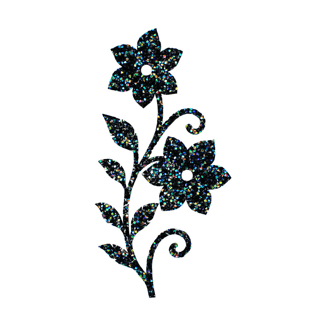 Decoración Flores Negras Tornasol Cristales