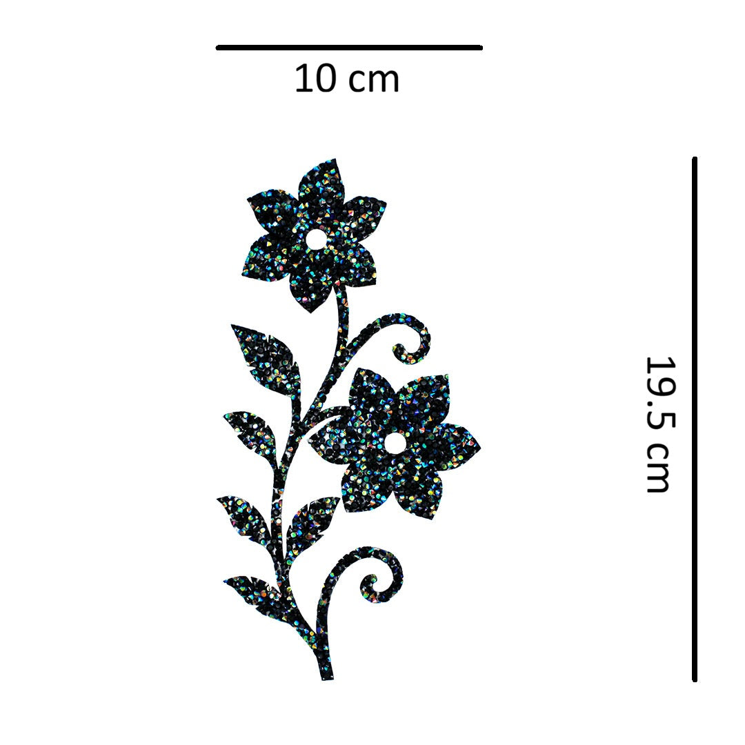 Decoración Flores Negras Tornasol Cristales