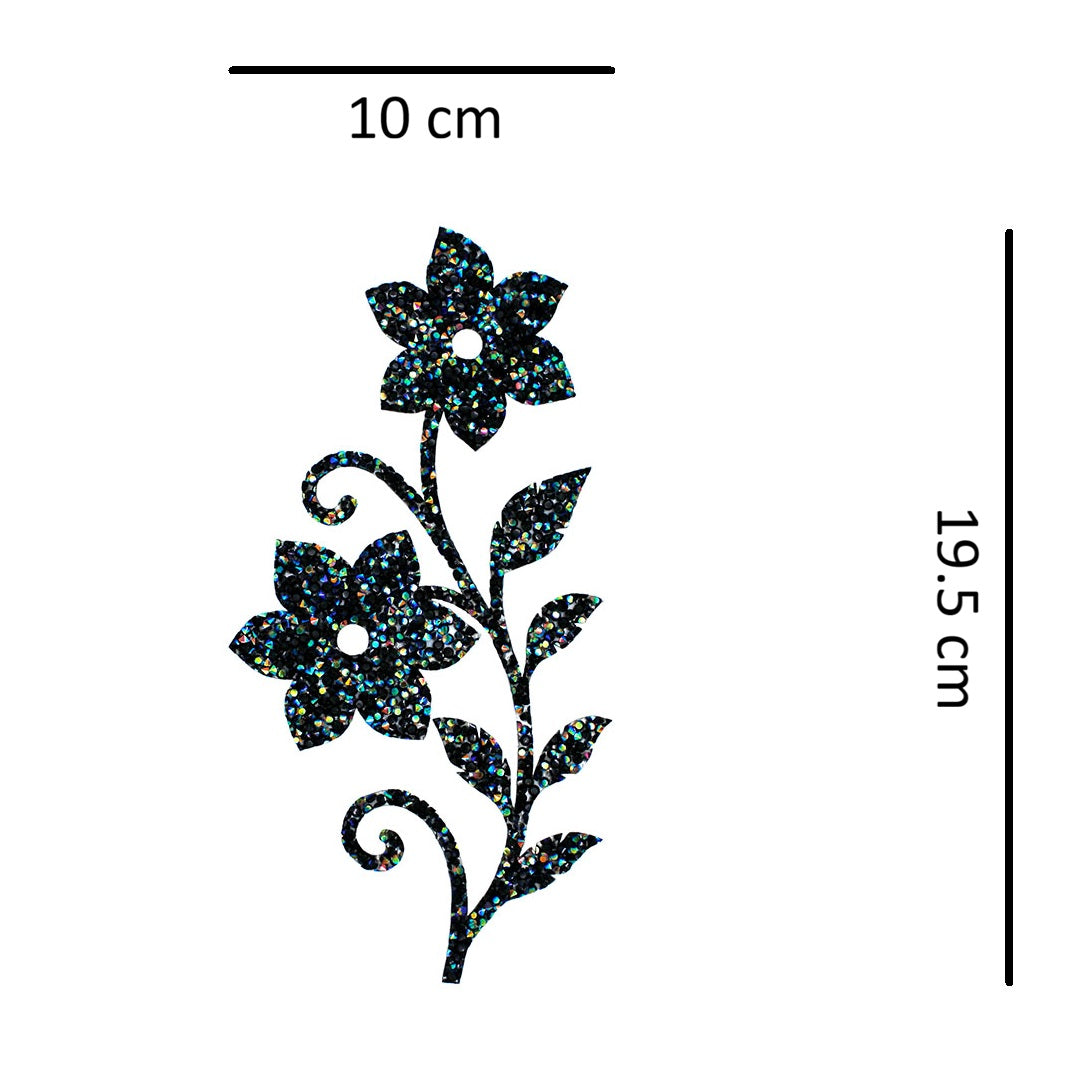 Decoración Flores Negras Tornasol Cristales