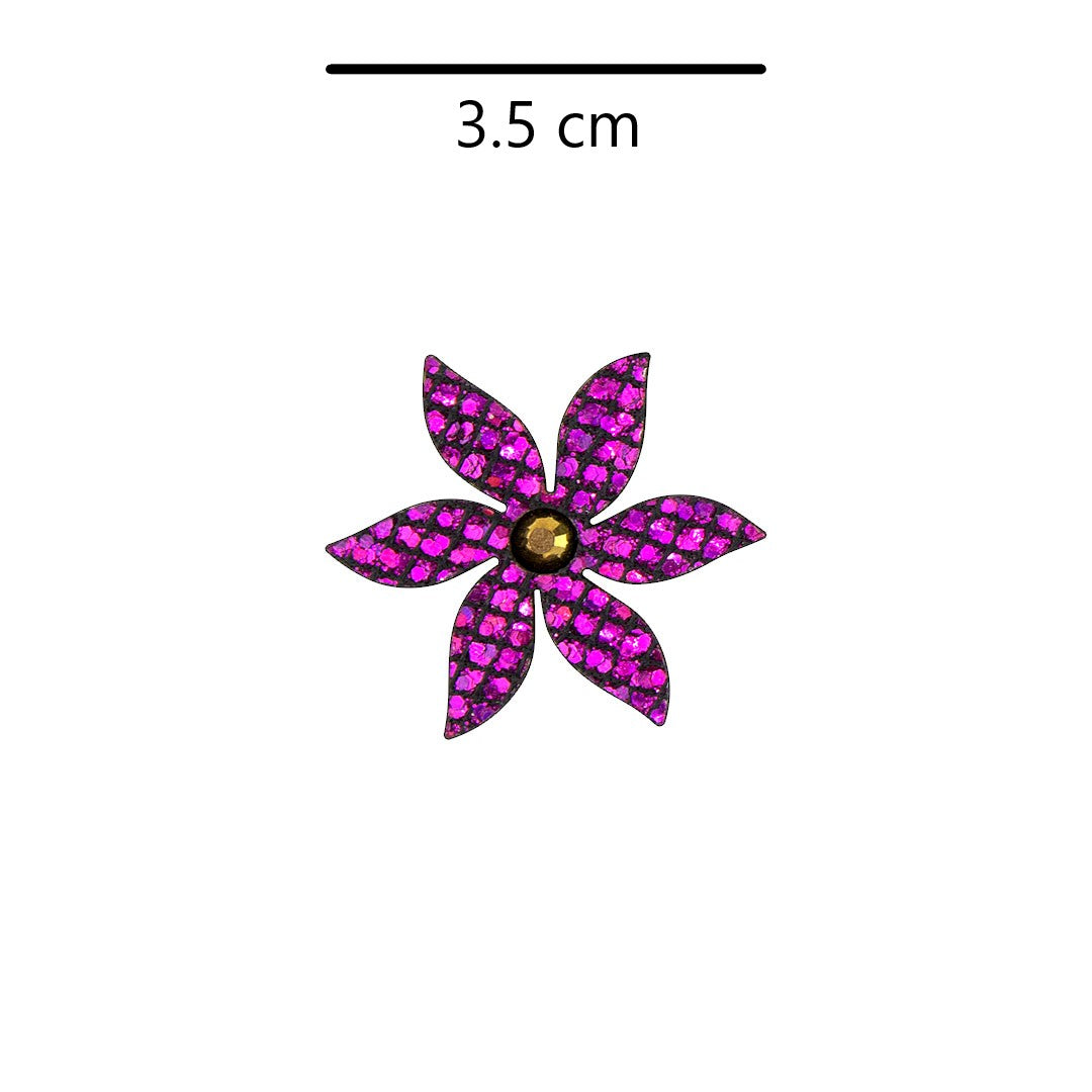 10 Unidades Decoración Flor Foliada Púrpura Strass Dorado Microlentejuelas BY DELUXE Chile