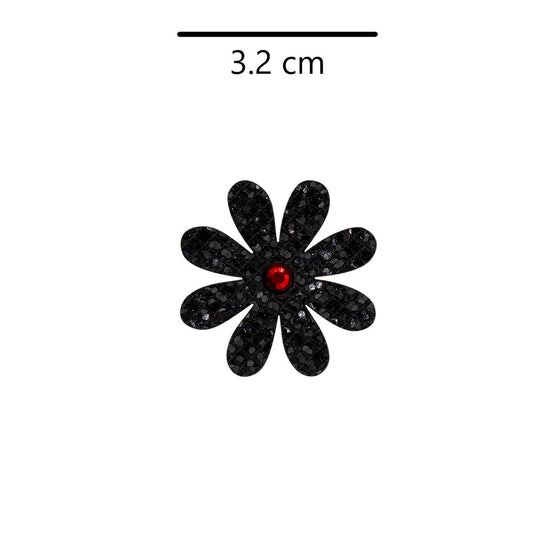 10 Unidades Decoración Flor Negra Strass Rojo Microlentejuelas BY DELUXE Chile