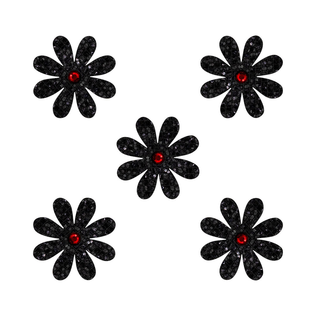 10 Unidades Decoración Flor Negra Strass Rojo Microlentejuelas BY DELUXE Chile