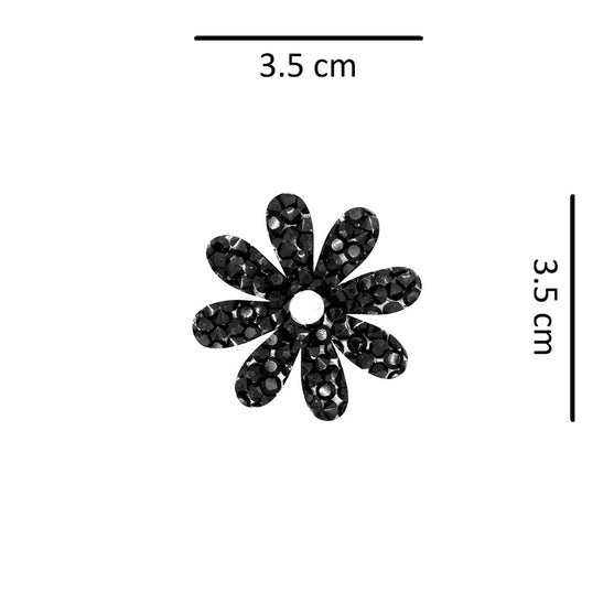 5 Unidades Decoración Flor Pequeña Negra Cristales