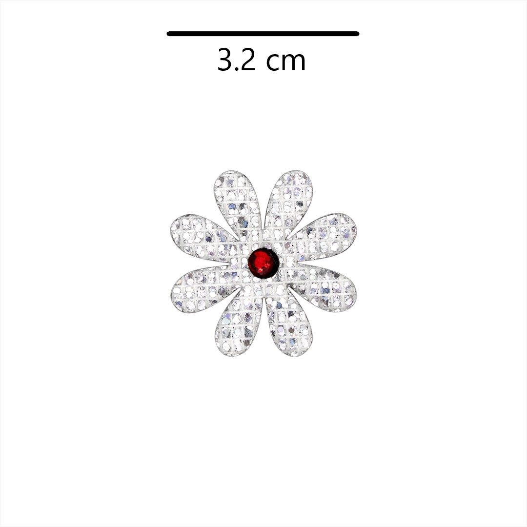10 Unidades Decoración Flor Plateada Strass Rojo Microlentejuelas BY DELUXE Chile